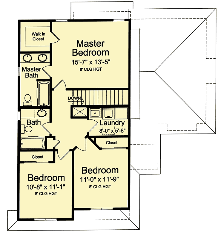 Plan 39277ST: 2-Story Home Plan with High-Rise Window - Floor Plan - 2nd Floor - Cottage, Craftsman, Traditional