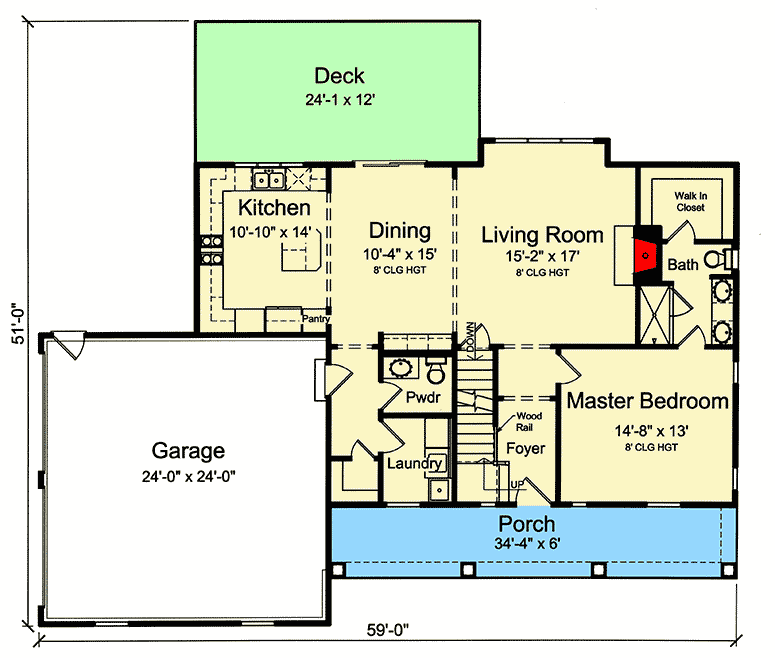 Plan 39278ST: 3-Bed Country Home Plan with First Floor Master Suite - Floor Plan - Main Level - Cape Cod, Country