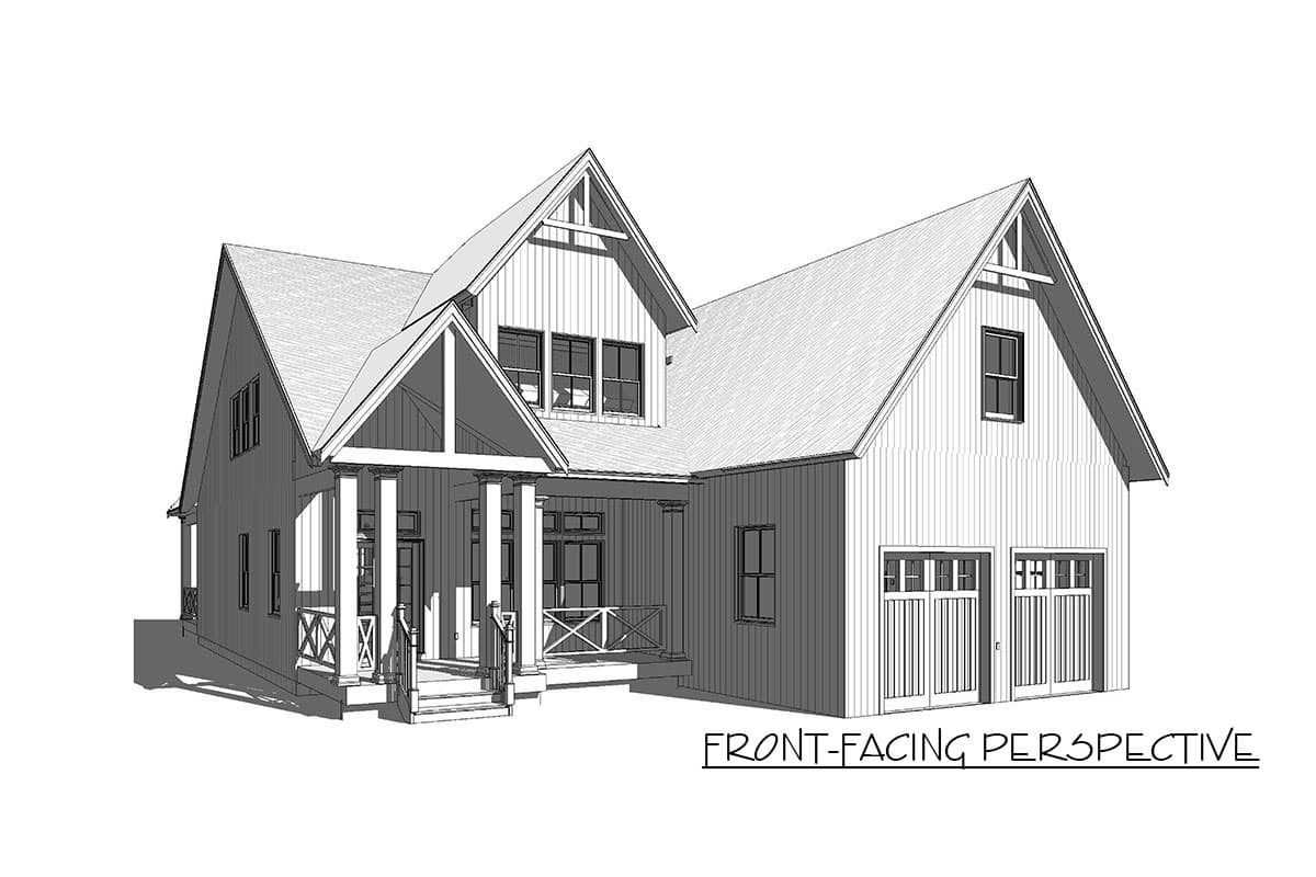 Plan 46358LA: 3-Bed New American Cottage Plan with Main-Floor Master - Image #6 - Country, Farmhouse, New American, Southern, Traditional