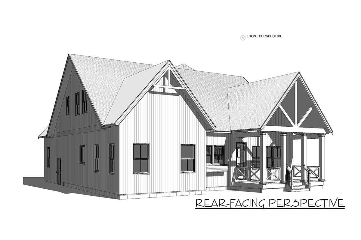 Plan 46358LA: 3-Bed New American Cottage Plan with Main-Floor Master - Image #7 - Country, Farmhouse, New American, Southern, Traditional
