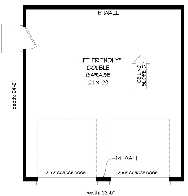 Plan 68555VR: Modern 2-Car Lift-Friendly Detached Garage Plan - Floor Plan - Main Level - Contemporary