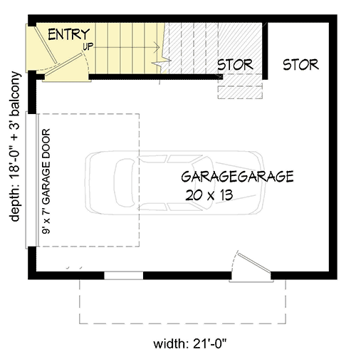 Plan 68557VR: Versatile Modern Carriage House Plan  - Floor Plan - Main Level - Contemporary, Modern, Mountain, Vacation