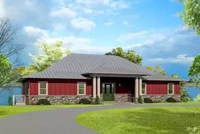 Thoughtful Split-Bedroom Home Plan with 4-Car Garage