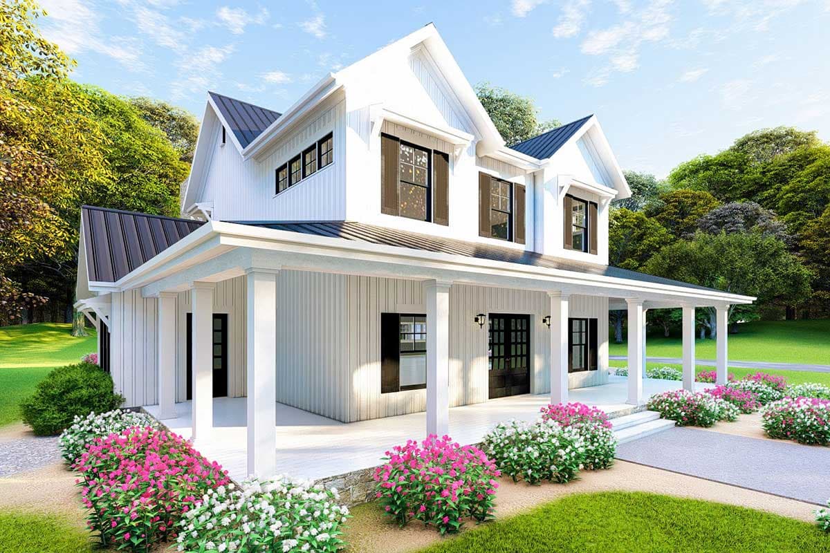 Plan 70603MK: Dreamy Modern Farmhouse Plan with Loft Overlooking Great and Dining Rooms - Image #5 - Country, Farmhouse, Modern Farmhouse, Southern, Traditional