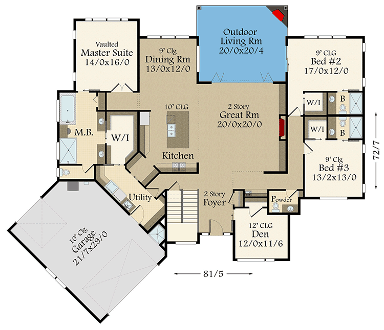 Plan 85271MS: Open Concept Modern House Plan with Private Bedrooms - 3311 Sq Ft - Floor Plan - Main Level - Contemporary, Mid Century Modern, Modern, Northwest