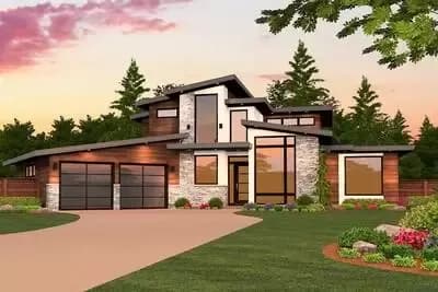 Open Concept Modern House Plan with Private Bedrooms - 3311 Sq Ft