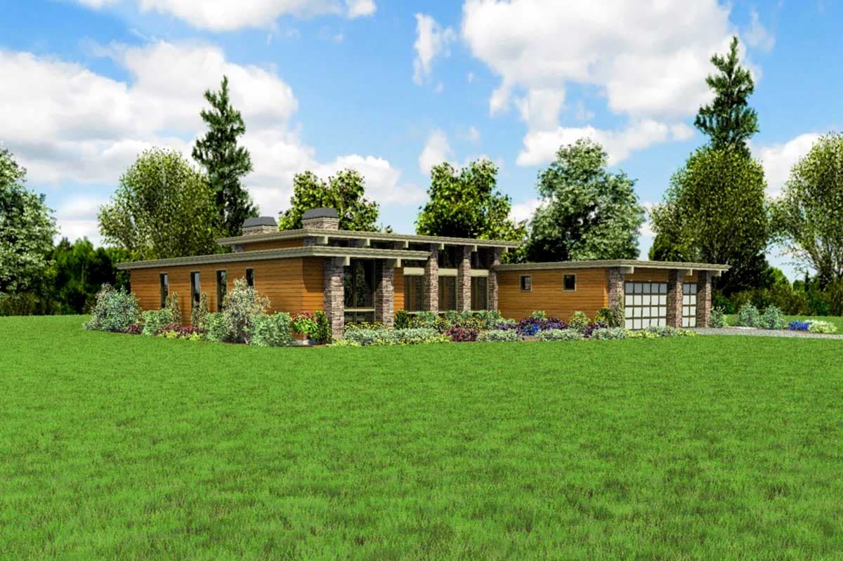 Plan 69701AM: Modern Home Plan with Front-To-Back Living - 2557 Sq Ft - Image #4 - Contemporary, Mid Century Modern, Modern, Northwest