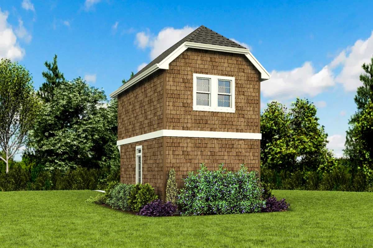 Plan 69703AM: Delightful Tiny House Plan with Upstairs Bedroom - 628 Sq Ft - Image #9 - Cottage, Vacation