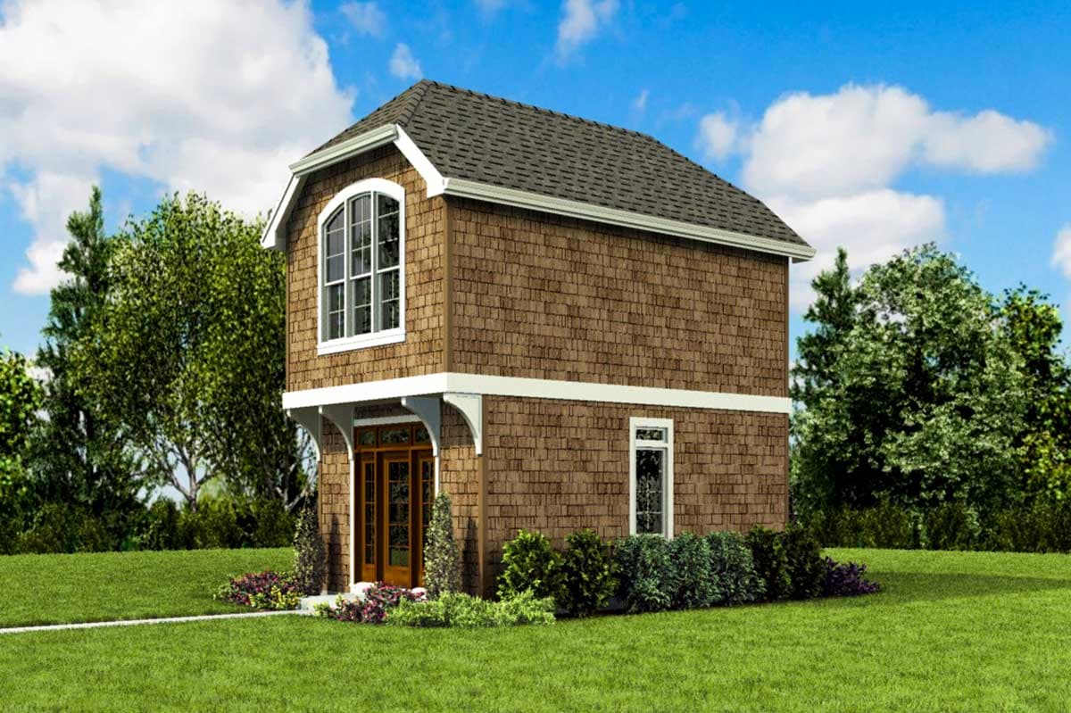 Plan 69703AM: Delightful Tiny House Plan with Upstairs Bedroom - 628 Sq Ft - Image #12 - Cottage, Vacation
