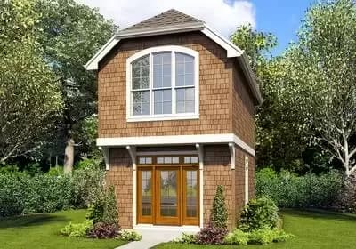 Delightful Tiny House Plan with Upstairs Bedroom - 628 Sq Ft