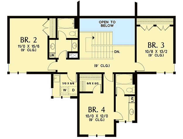 Plan 69708AM: Striking Contemporary 4-Bedroom Home Plan with Main-Floor Master - Floor Plan - 2nd Floor - Contemporary, Modern, Northwest, Prairie