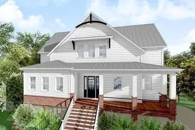 Darling 3 or 4-Bedroom Low-Country Cottage Home Plan with Wraparound Porch