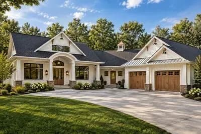 Flexible 2-Bed Country Craftsman Home with Vaulted Living - 1903 Sq Ft