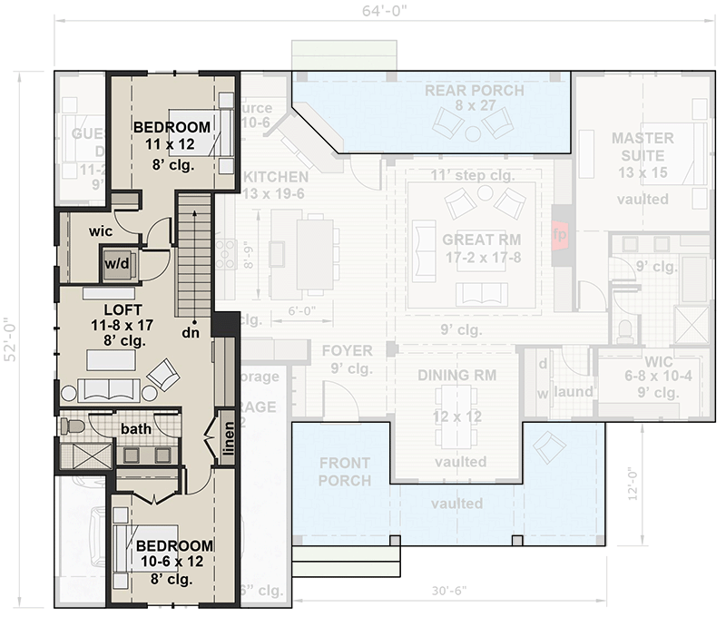 Plan 14671RK: 3 or 4-Bed Country Craftsman Home Plan with Loft - Floor Plan - 2nd Floor - Country, Craftsman, Modern Farmhouse, New American, Northwest, Traditional