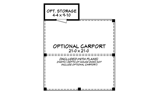 Plan 51789HZ: 3-Bed Cottage with Loft Overlook - Floor Plan - Optional Carport - Cottage, Country