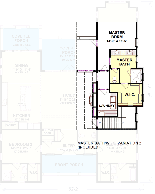 Plan 765008TWN: Split-Bedroom Country Cottage Plan with Outdoor Living - Floor Plan - Alternate Master Bath Layout (included) - Coastal, Cottage, Country, Craftsman, Traditional