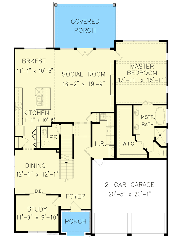 Plan 25653GE: Lovely 4-Bed European Cottage Plan with Optional Lower Level - 3104 Sq Ft - Floor Plan - Main Level - Cottage, European, French Country, Transitional