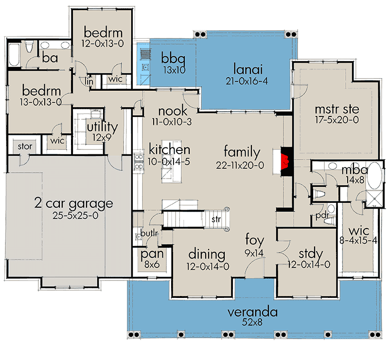 Plan 16904WG: Modern Farmhouse with Two Bonus Rooms - 2787 Sq Ft - Floor Plan - Main Level - Country, Farmhouse, Modern Farmhouse, New American, Ranch, Southern