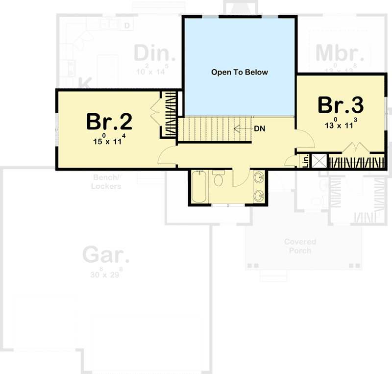 Plan 62741DJ: 3-Bed New American House Plan with Flex Room - 1947 Sq Ft - Floor Plan - 2nd Floor - Craftsman, Farmhouse, New American, Northwest