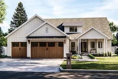 3-Bed New American House Plan with Flex Room - 1947 Sq Ft