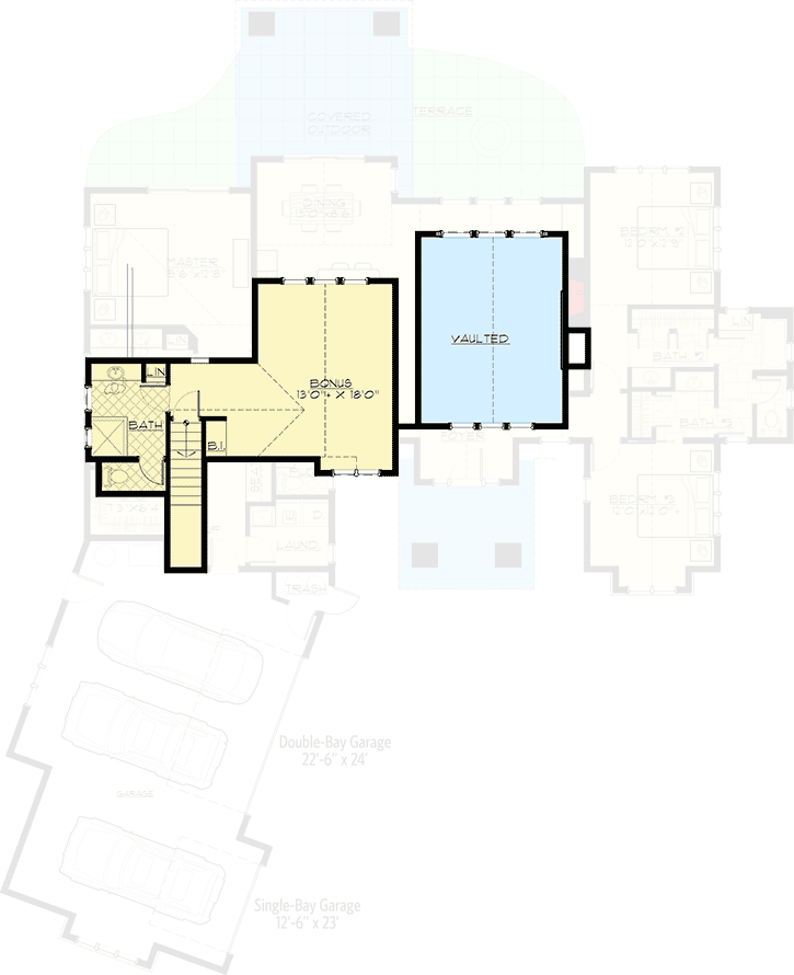 Plan 54236HU: Mountain Ranch Home Plan with Upstairs Bonus - Floor Plan - 2nd Floor - Country, Craftsman, Mountain, Rustic, Vacation