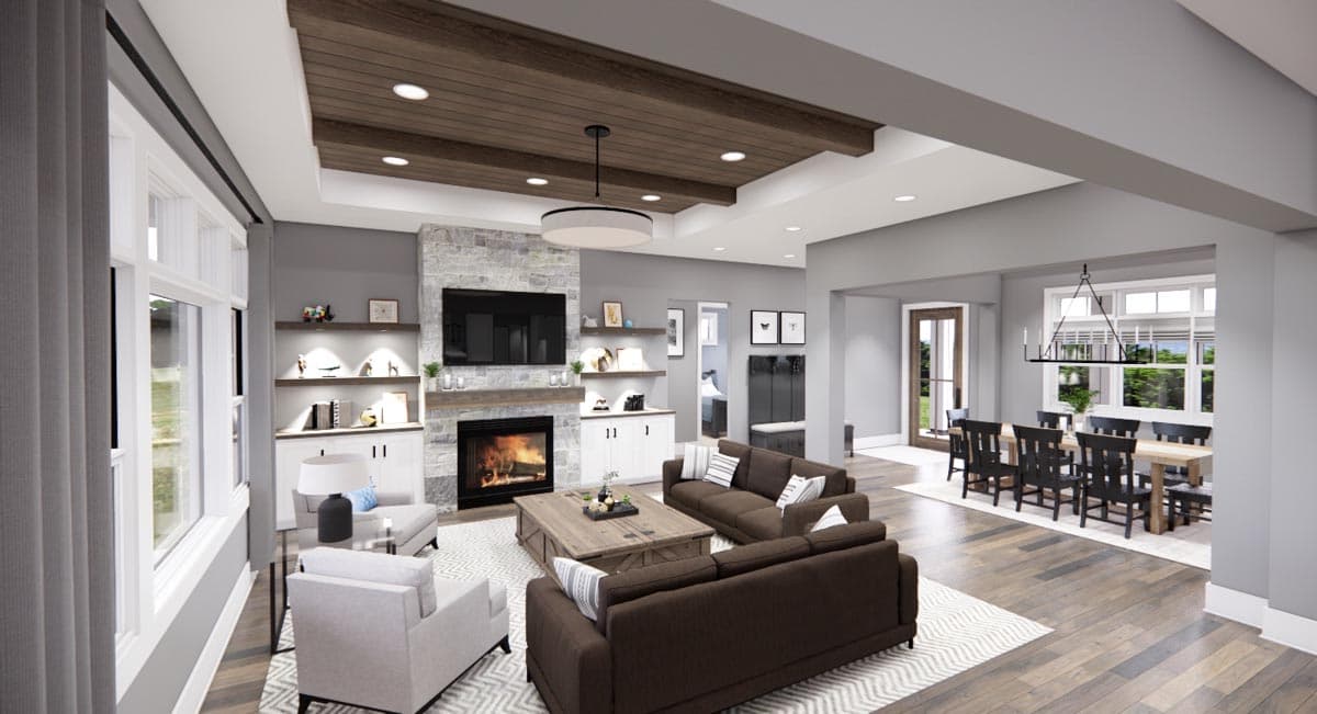 Plan 14673RK: Modern Farmhouse Plan with Open Concept Core Plus Bonus Room - 2332 Sq Ft - Image #7 - Cottage, Country, Farmhouse, Modern Farmhouse, New American, Southern, Traditional