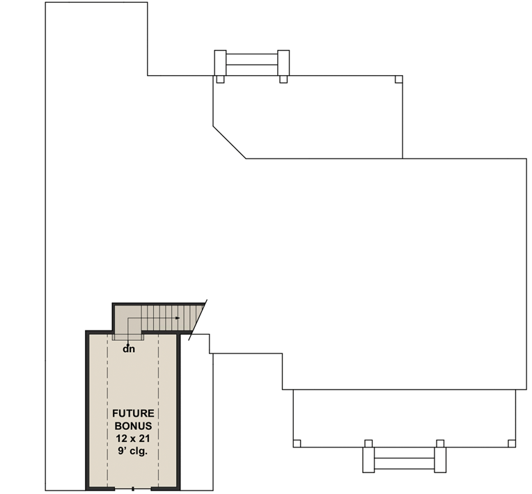 Plan 14673RK: Modern Farmhouse Plan with Open Concept Core Plus Bonus Room - 2332 Sq Ft - Floor Plan - 2nd Floor - Cottage, Country, Farmhouse, Modern Farmhouse, New American, Southern, Traditional