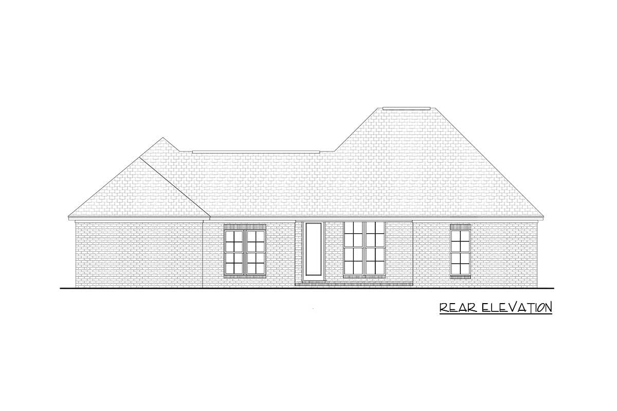 Plan 51792HZ: 4 Bed House Plan with Brick Exterior and Vaulted Covered Entry - 1875 Sq Ft - Image #6 - Acadian, Country, Louisiana-Style, Southern, Traditional