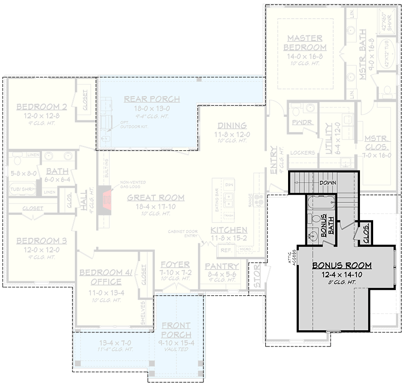Plan 51793HZ: 4-Bed Country Craftsman House Plan with 2-Car Garage - 2373 Sq Ft - Floor Plan - 2nd Floor - Country, Craftsman, Traditional
