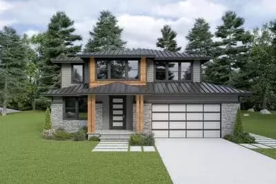 Sophisticated 3-Bedroom Modern Home Plan with Media Room