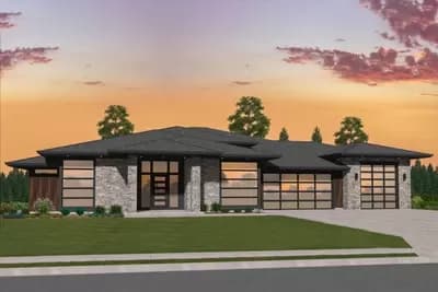 Exclusive Modern House Plan with Side Courtyard