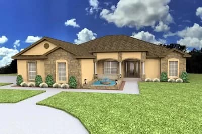 3-Bed Florida Plan with Study and 3-Car Garage
