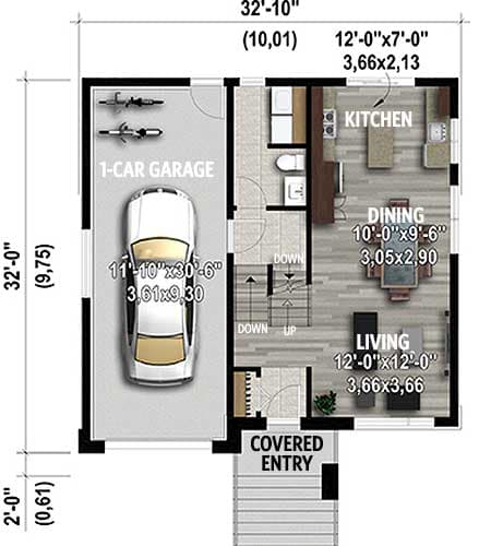 Plan 80915PM: Modern 2-Bed Split Level Home Plan  - Floor Plan - Main Level - Contemporary, Modern, Northwest