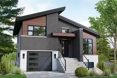 Modern 2-Bed Split Level Home Plan 