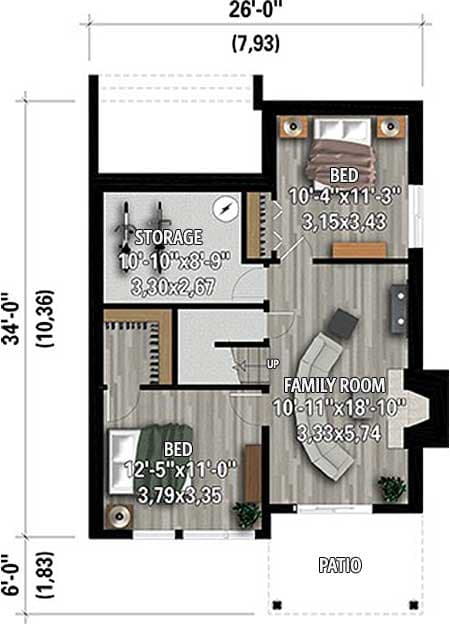 Plan 80922PM: Beautiful 3-Bed Contemporary House Plan with First-Floor Master - Floor Plan - Lower Level - Northwest, Vacation
