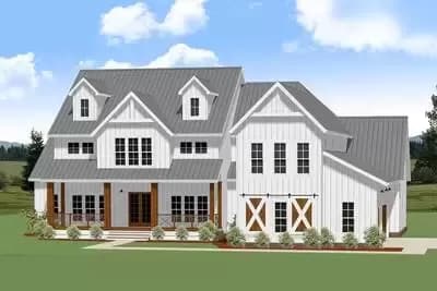 Ideal 4-Bedroom Farmhouse Plan with Vaulted Ceiling and Main-Level Master