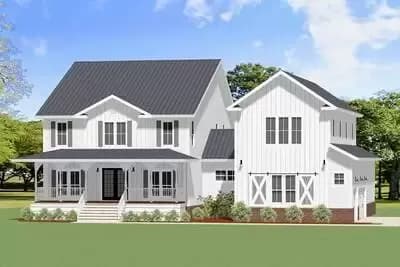 Exquisite 3-Bed Farmhouse Plan with 2-Story Family Room