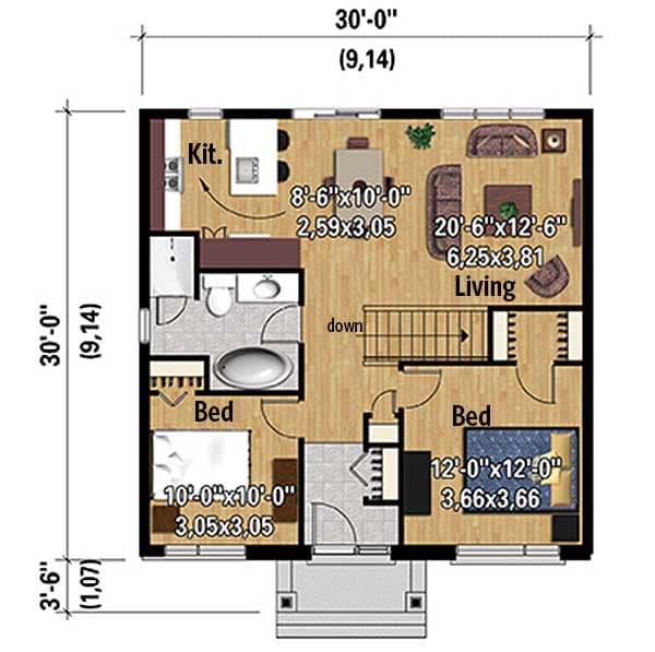 Plan 80928PM: Contemporary 2-Bed Home Plan - Floor Plan - Main Level - Contemporary, Northwest