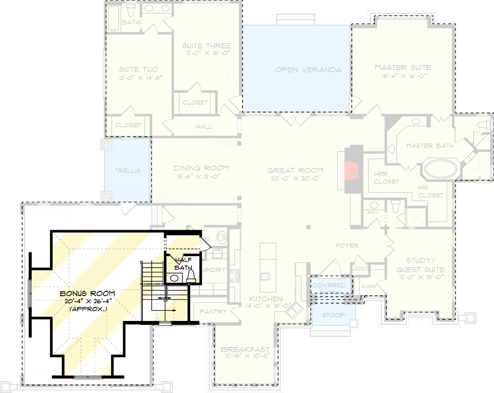 Plan 93098EL: Stunning 3-Bed European-Style House Plan - Floor Plan - Bonus Level - European, Traditional