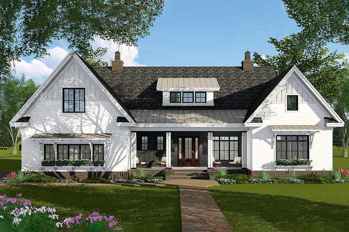 Plan 14674RK: 4-Bed New American Farmhouse Plan with Bonus Over Garage - Image #6 - Country, Craftsman, Farmhouse, Modern Farmhouse, New American, Traditional