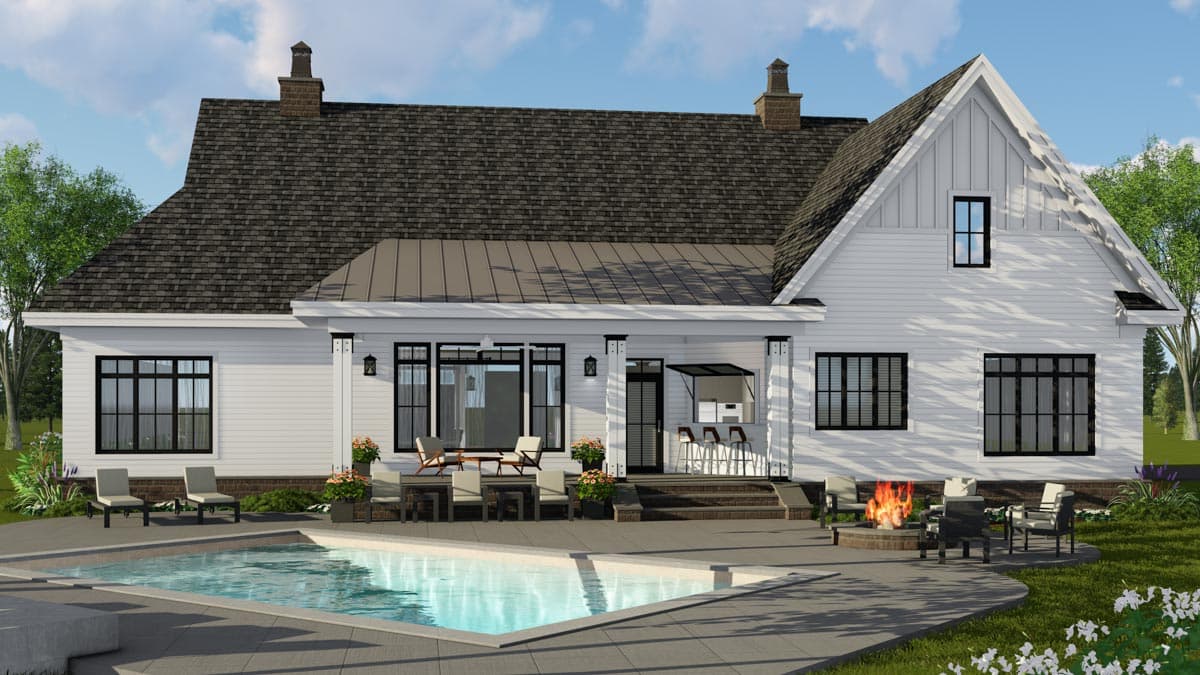 Plan 14674RK: 4-Bed New American Farmhouse Plan with Bonus Over Garage - Image #10 - Country, Craftsman, Farmhouse, Modern Farmhouse, New American, Traditional