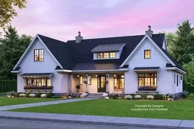 4-Bed New American Farmhouse Plan with Bonus Over Garage