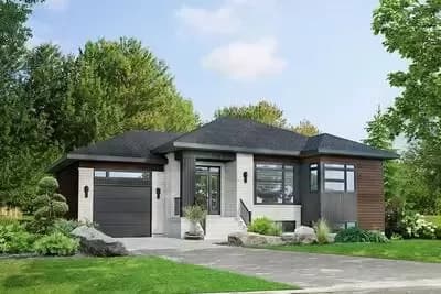 Contemporary 2-Bed Split-Level House Plan 