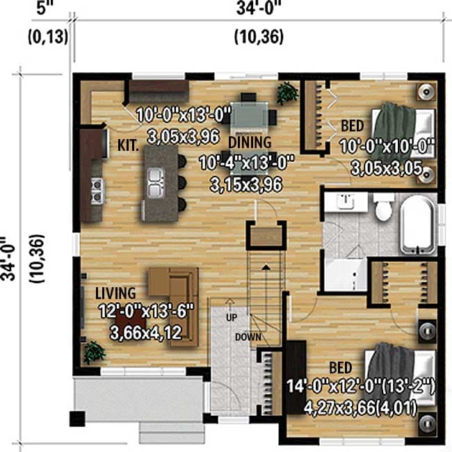 Plan 80933PM: Simple 2-Bed Modern House Plan - Floor Plan - Main Level - Contemporary, Modern, Northwest