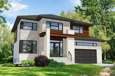Contemporary 3-Bed House Plan with Second Level Master