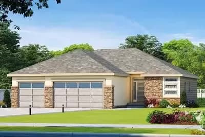One-Story 3-Bed House Plan with a Stone and Stucco Exterior - 1676 Sq Ft