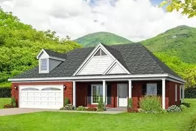 Endearing 2-Bed Country Home Plan with Grilling Porch