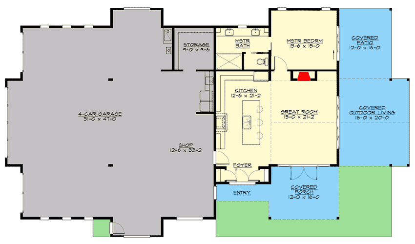 Plan 23766JD: One-Story House Plan for the Car Fanatic - Floor Plan - Main Level - Northwest, Ranch, Traditional