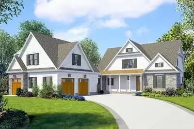 Striking 3-Bed Farmhouse Plan with Angled 3-Car Garage and Bonus Room