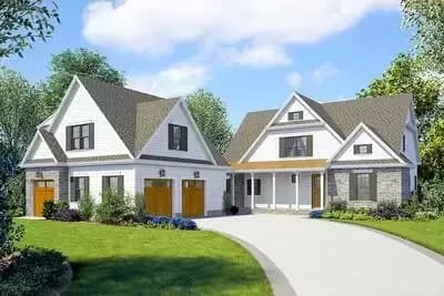 Striking 4-Bed Farmhouse Plan with Walk-Out Basement